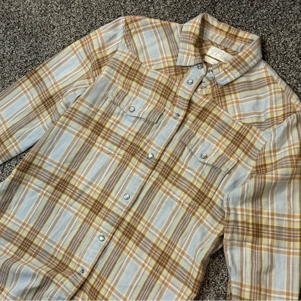 J. Crew Tan and Cream Checkered Shirt